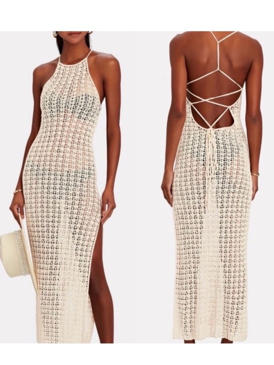 cult gaia Dresses & Skirts - Cult Gaia Demi Knit Dress Sz XS Sheer Nude Luxury Swim Cover Up